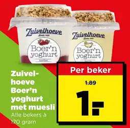 PLUS Zuivelhoeve Boer'n yoghurt met muesli aanbieding