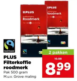 PLUS PLUS Filterkoffie roodmerk aanbieding