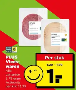 PLUS PLUS Vleeswaren aanbieding