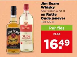PLUS Jim Beam Whisky Alle flessen à 70 cl en Rutte Oude jenever aanbieding