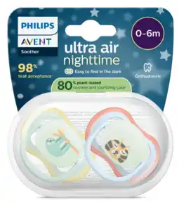 De Online Drogist Avent Ultra Air Nighttime Fopspeen 0-6M 2ST aanbieding