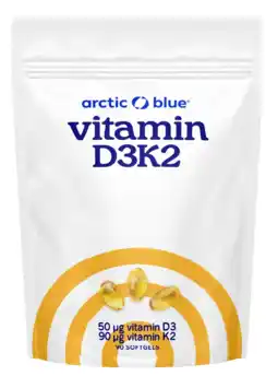 De Online Drogist Arctic Blue Vitamine D3 & K2 Softgels 90CP aanbieding