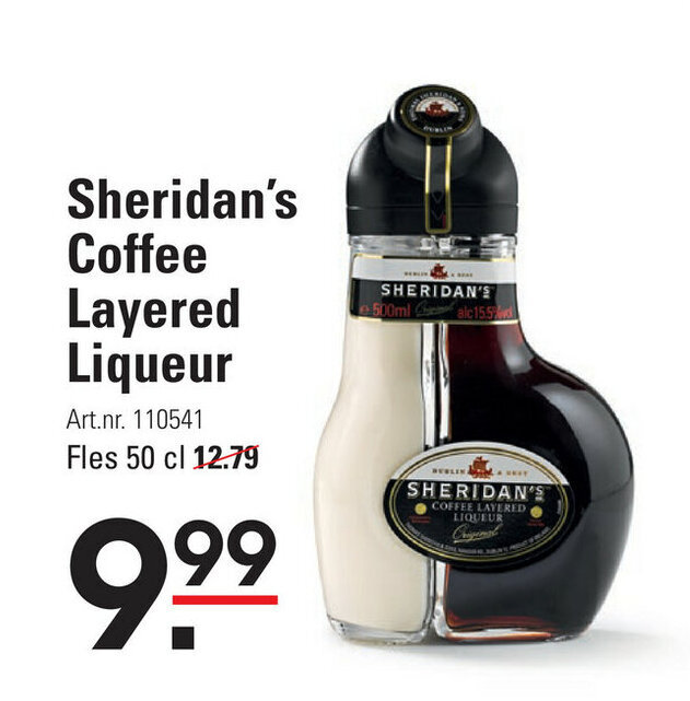 Sheridan's coffee layered liqueur 50cl aanbieding bij De Kweker