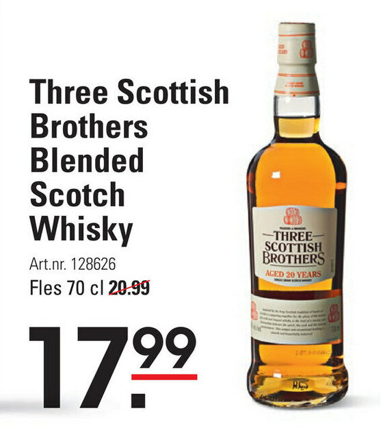 Three scottish brothers blended scotch whisky 70cl aanbieding bij De Kweker