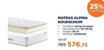 TotaalBED Matras alpina koudschuim aanbieding