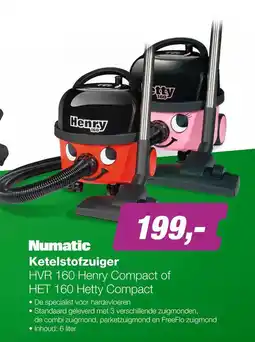 EP Numatic Ketelstofzuiger HVR 160 Henry Compact of HET 160 Hetty Compact aanbieding