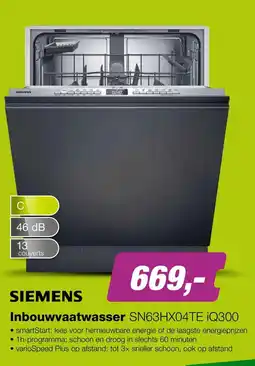 EP Siemens Inbouwvaatwasser SN63HX04TE iQ300 aanbieding