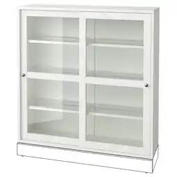 IKEA Havsta witte kast met glazen deuren, rustiek grenen, vierkant, drie legplanken aanbieding