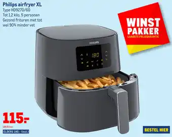 Makro Philips airfryer XL Type HD9270/60 aanbieding