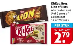 Hoogvliet Alle KitKat, Bros, Lion of Nuts aanbieding