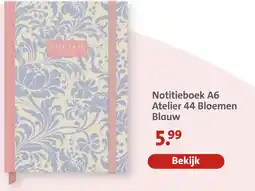 Bruna Atelier 44 Notitieboek A6 Bloemen Blauw aanbieding