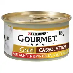 Pets Place Gourmet Gold Cassolettes - Natvoer - 85 g Rund&Tomaat aanbieding