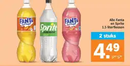Albert Heijn Alle Fanta en Sprite 1.5 literflessen aanbieding