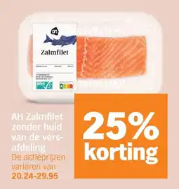 Albert Heijn AH Zalmfilet zonder huid van de versafdeling aanbieding