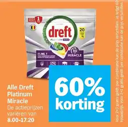 Albert Heijn Alle Dreft Platinum Miracle aanbieding