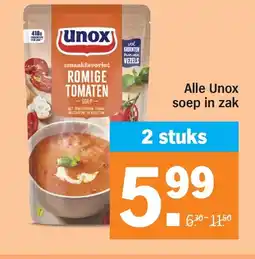 Albert Heijn Alle Unox soep in zak aanbieding