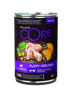 Pets Place Wellness Core Grain Free 95 Puppy - Natvoer - Kip&Kalkoen&Pompoen 400 g aanbieding