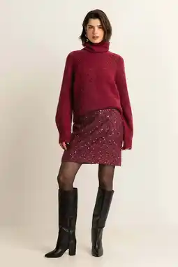 Wehkamp Expresso mini rok met pailletten donkerrood aanbieding