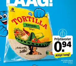 Albert Heijn AH Tortilla naturel wraps medium aanbieding