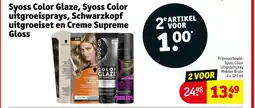 Kruidvat Syoss Color Glaze, Syoss Color uitgroeisprays, Schwarzkopf uitgroeiset en Creme Supreme Gloss aanbieding