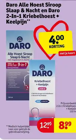 Kruidvat Daro Alle Hoest Siroop Slap & Nacht en Daro 2-In-1 Kriebelhoest + Keelpijn aanbieding