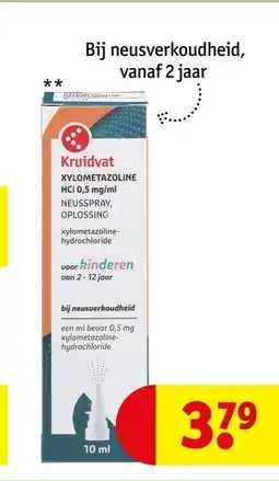 Kruidvat Kruidvat Xylometazoline HCl 0,5 mg/ml Neusspray aanbieding