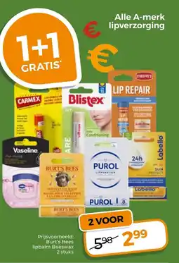 Trekpleister Burt's Bees lipbalm Beeswax aanbieding
