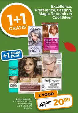 Trekpleister L'Oréal Excellence, Préférence, Casting, Magic Retouch en Cool Silver aanbieding