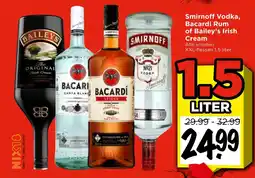 Vomar Voordeelmarkt Smirnoff Vodka, Bacardi Rum of Bailey's Irish Cream aanbieding