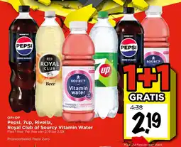 Vomar Voordeelmarkt Pepsi, 7up, Rivella, Royal Club of Sourcy Vitamin Water aanbieding