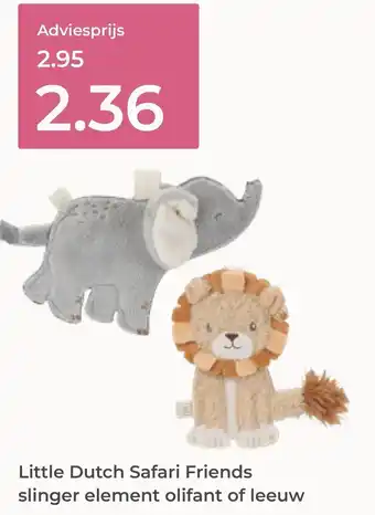Prenatal Little Dutch Safari Friends slinger element olifant of leeuw aanbieding