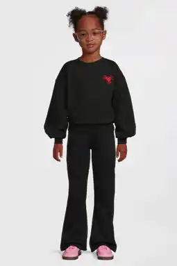 Wehkamp Anytime jacquard flared panterprint broek zwart aanbieding
