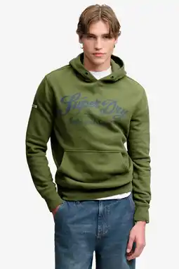 Wehkamp Superdry VINTAGE SCRIPT HOOD regular fit hoodie met logo - groen aanbieding