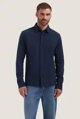 Wehkamp Dstrezzed slim fit piqué overhemd - donkerblauw aanbieding
