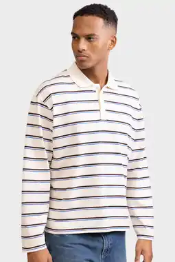 Wehkamp Redefined Rebel boxy gestreepte polo - ecru aanbieding