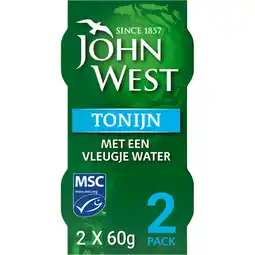 Jumbo John West Tonijnstukken met een Vleugje Water 2 x 60g aanbieding