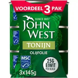 Jumbo John West Tonijnstukken in Olijfolie 3 x 145g aanbieding