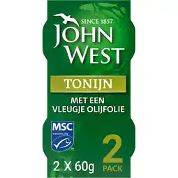 Jumbo John West Tonijnstukken met een Vleugje Olijfolie 2 x 60g aanbieding