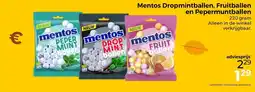 Trekpleister Mentos Dropmintballen, Fruitballen en Pepermuntballen aanbieding