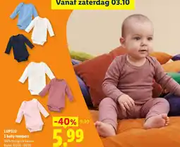 Lidl Lupilu 3 baby rompers aanbieding