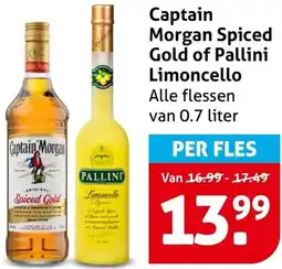 Hoogvliet Captain Morgan Spiced Gold of Pallini Limoncello aanbieding