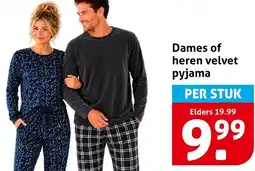 Hoogvliet Dames of heren velvet pyjama aanbieding
