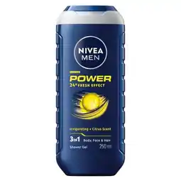Trekpleister NIVEA Men Power 24H Fresh Effect 3-in-1 Douchegel aanbieding