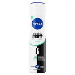 Trekpleister NIVEA Black & White Invisible Fresh Antitranspirant Spray aanbieding