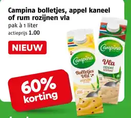 Poiesz Campina bolletjes, appel kaneel of rum rozijnen vla aanbieding