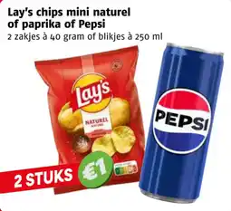 Poiesz Lay's chips mini naturel of paprika of Pepsi aanbieding