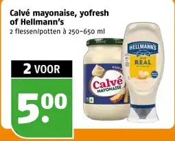Poiesz Calvé mayonaise, yofresh of Hellmann's aanbieding