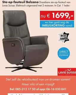 Woonsquare Lavie Suisse Sta-op-fauteuil Bolzano aanbieding