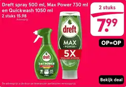 Etos Dreft spray Max Power en Quickwash aanbieding