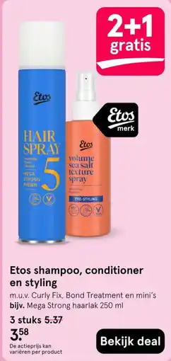 Etos Etos shampoo, conditioner en styling aanbieding